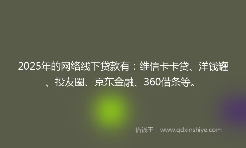 2025年的网络线下贷款有：维信卡卡贷、洋钱罐、投友圈、京东金融、360借条等。
