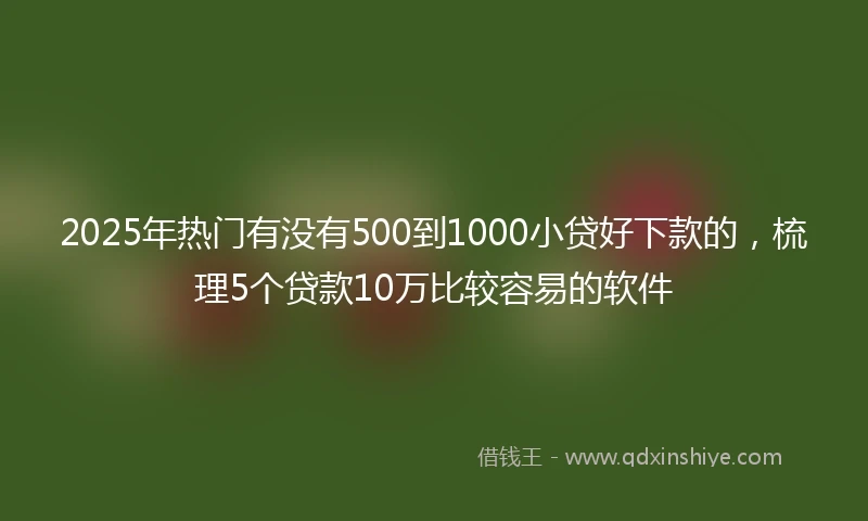 2025年热门有没有500到1000小贷好下款的，梳理5个贷款10万比较容易的软件