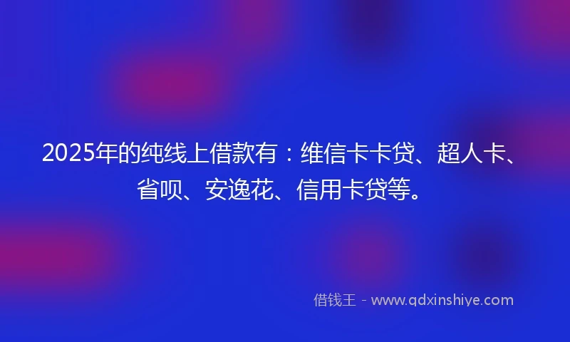 2025年的纯线上借款有：维信卡卡贷、超人卡、省呗、安逸花、信用卡贷等。