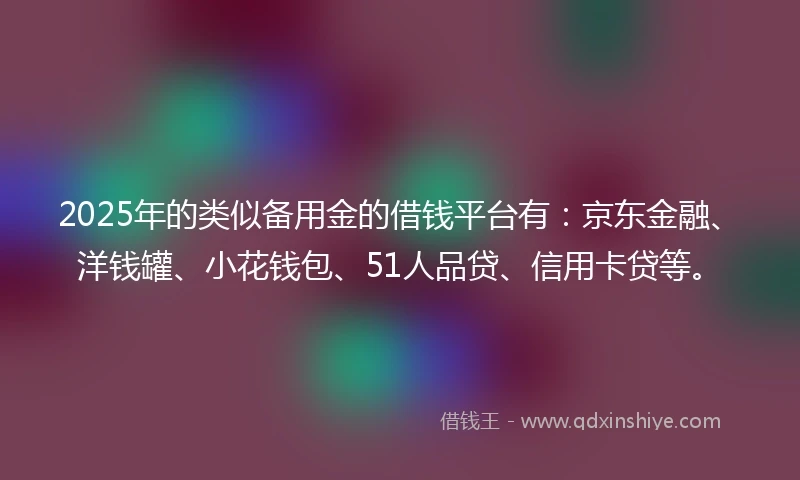 2025年的类似备用金的借钱平台有：京东金融、洋钱罐、小花钱包、51人品贷、信用卡贷等。