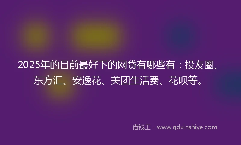 2025年的目前最好下的网贷有哪些有：投友圈、东方汇、安逸花、美团生活费、花呗等。