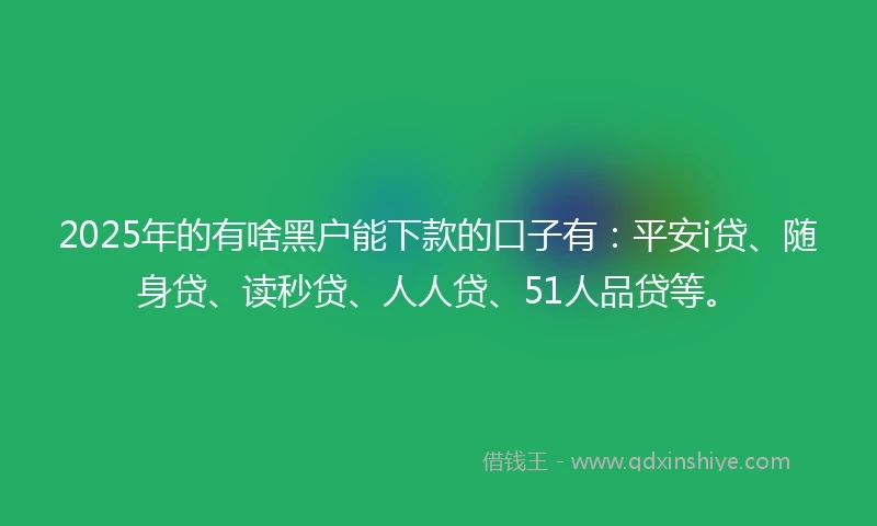2025年的有啥黑户能下款的口子有：平安i贷、随身贷、读秒贷、人人贷、51人品贷等。