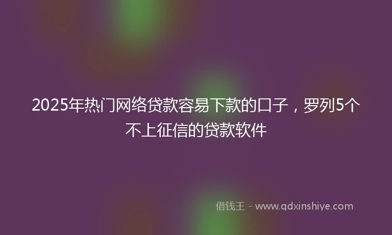 2025年热门网络贷款容易下款的口子，罗列5个不上征信的贷款软件