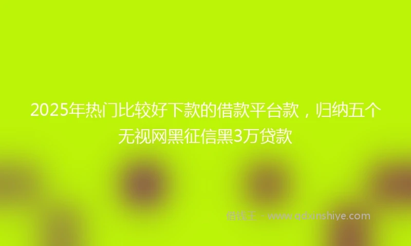 2025年热门比较好下款的借款平台款，归纳五个无视网黑征信黑3万贷款