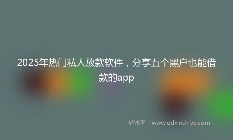 2025年热门私人放款软件，分享五个黑户也能借款的app