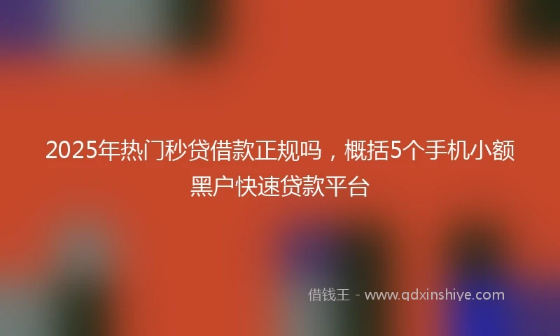 2025年热门秒贷借款正规吗，概括5个手机小额黑户快速贷款平台