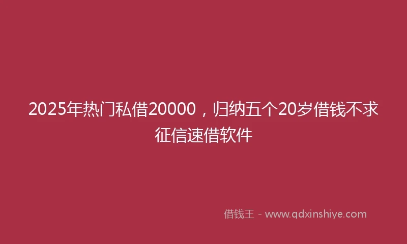 2025年热门私借20000，归纳五个20岁借钱不求征信速借软件