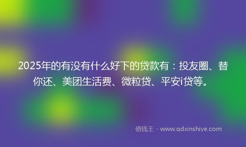 2025年的有没有什么好下的贷款有：投友圈、替你还、美团生活费、微粒贷、平安i贷等。