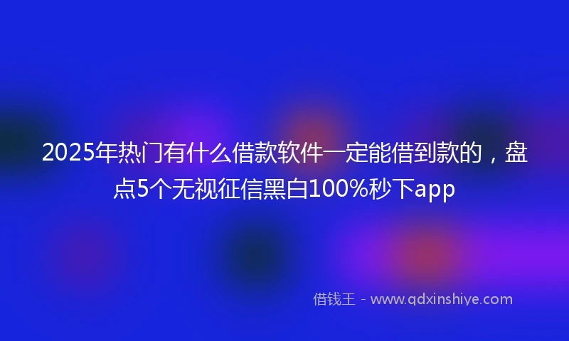 2025年热门有什么借款软件一定能借到款的，盘点5个无视征信黑白100%秒下app
