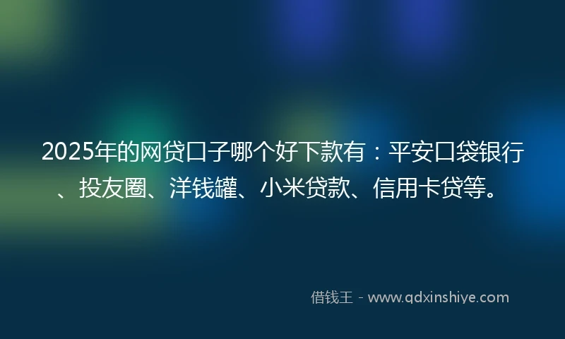 2025年的网贷口子哪个好下款有：平安口袋银行、投友圈、洋钱罐、小米贷款、信用卡贷等。