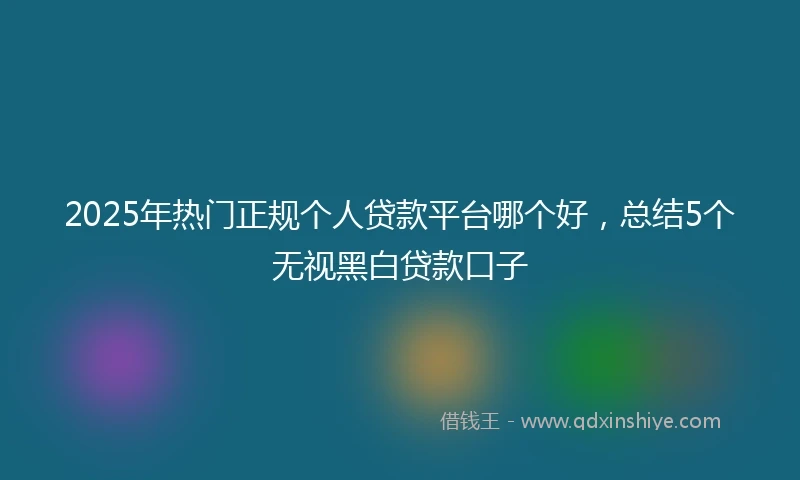 2025年热门正规个人贷款平台哪个好，总结5个无视黑白贷款口子