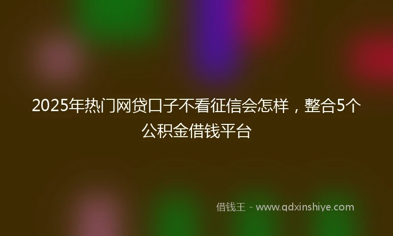 2025年热门网贷口子不看征信会怎样，整合5个公积金借钱平台