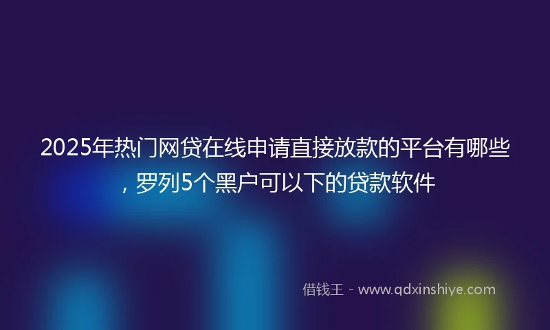 2025年热门网贷在线申请直接放款的平台有哪些，罗列5个黑户可以下的贷款软件