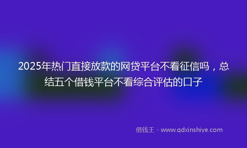 2025年热门直接放款的网贷平台不看征信吗，总结五个借钱平台不看综合评估的口子