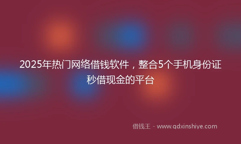 2025年热门网络借钱软件，整合5个手机身份证秒借现金的平台