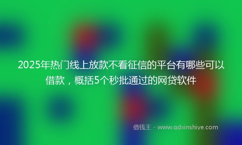 2025年热门线上放款不看征信的平台有哪些可以借款，概括5个秒批通过的网贷软件