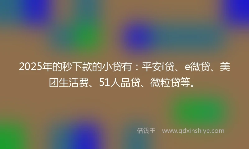 2025年的秒下款的小贷有：平安i贷、e微贷、美团生活费、51人品贷、微粒贷等。