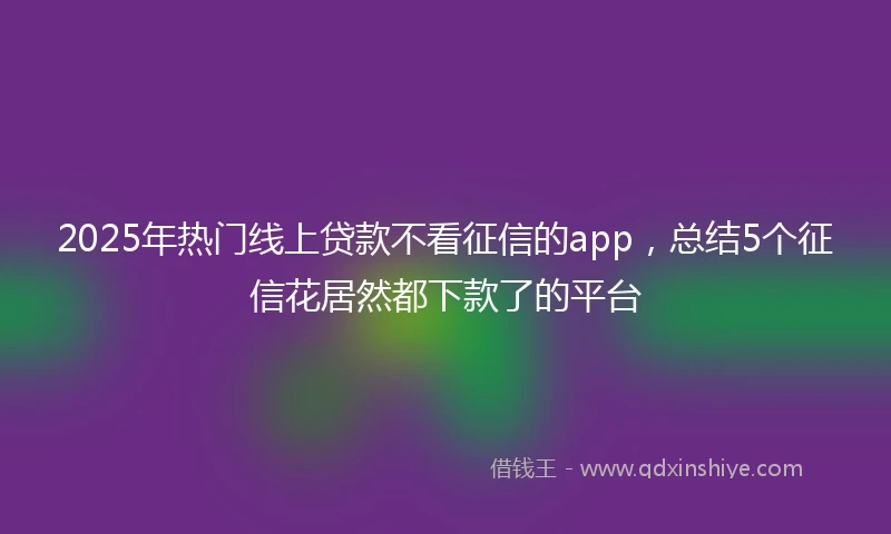 2025年热门线上贷款不看征信的app，总结5个征信花居然都下款了的平台