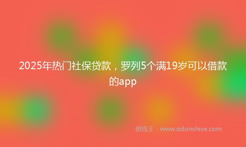 2025年热门社保贷款，罗列5个满19岁可以借款的app
