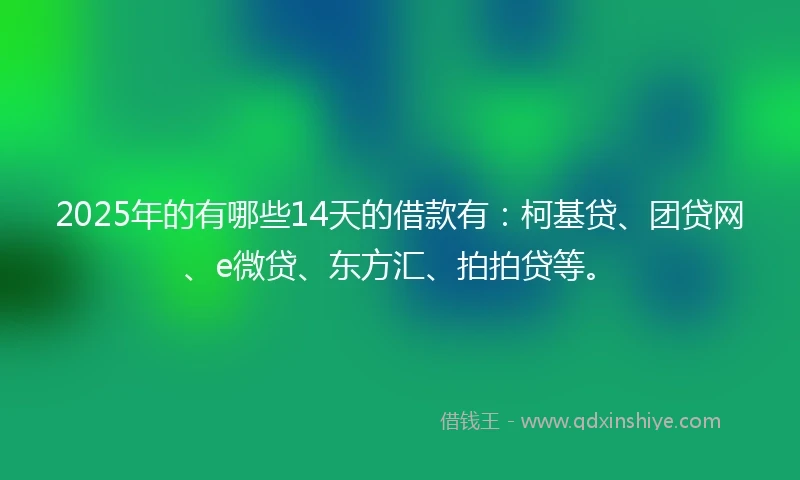 2025年的有哪些14天的借款有：柯基贷、团贷网、e微贷、东方汇、拍拍贷等。