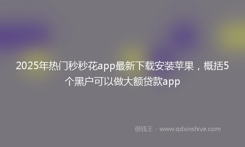 2025年热门秒秒花app最新下载安装苹果，概括5个黑户可以做大额贷款app