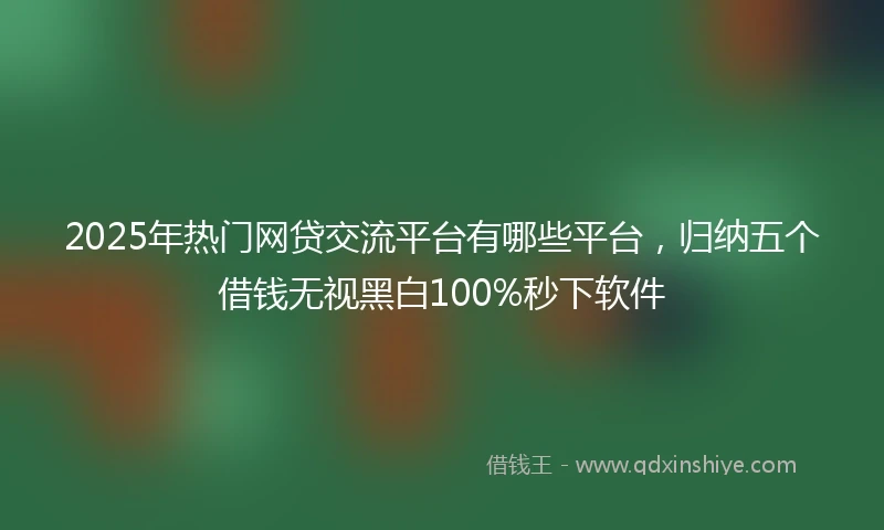 2025年热门网贷交流平台有哪些平台，归纳五个借钱无视黑白100%秒下软件