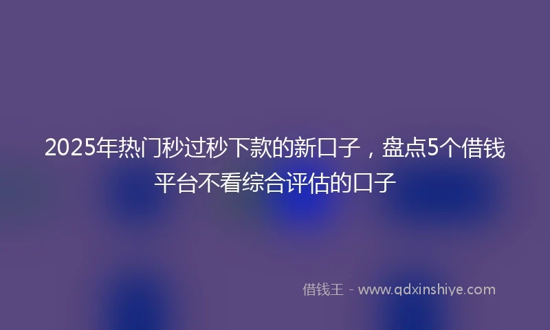 2025年热门秒过秒下款的新口子，盘点5个借钱平台不看综合评估的口子