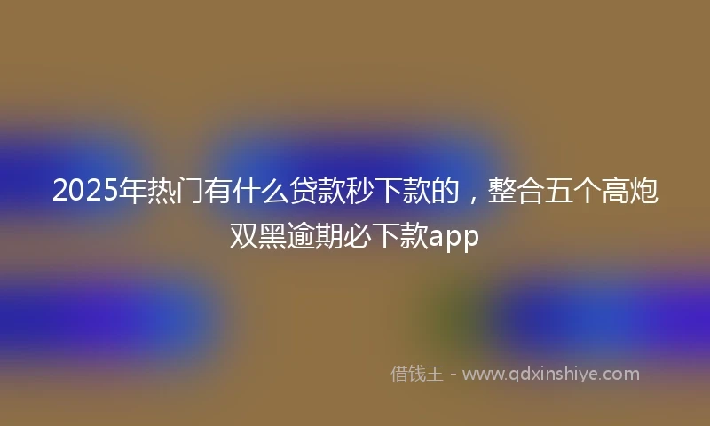 2025年热门有什么贷款秒下款的，整合五个高炮双黑逾期必下款app