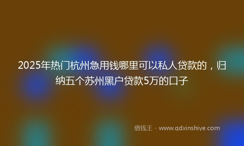 2025年热门杭州急用钱哪里可以私人贷款的，归纳五个苏州黑户贷款5万的口子