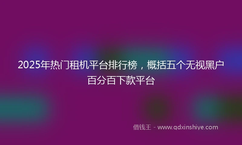 2025年热门租机平台排行榜，概括五个无视黑户百分百下款平台