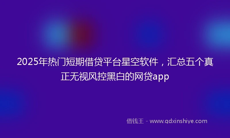 2025年热门短期借贷平台星空软件，汇总五个真正无视风控黑白的网贷app