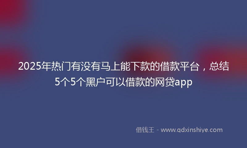 2025年热门有没有马上能下款的借款平台，总结5个5个黑户可以借款的网贷app