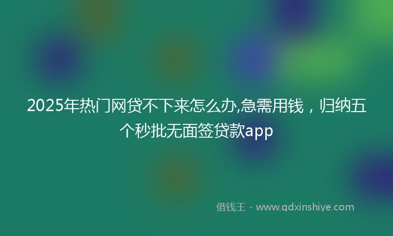 2025年热门网贷不下来怎么办,急需用钱，归纳五个秒批无面签贷款app