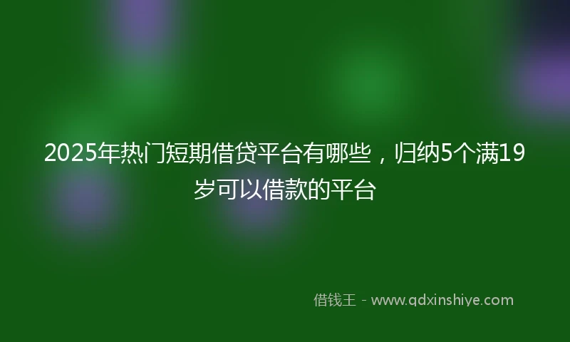 2025年热门短期借贷平台有哪些，归纳5个满19岁可以借款的平台