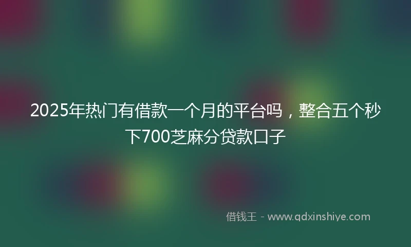 2025年热门有借款一个月的平台吗，整合五个秒下700芝麻分贷款口子