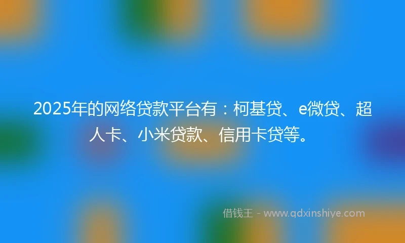 2025年的网络贷款平台有：柯基贷、e微贷、超人卡、小米贷款、信用卡贷等。