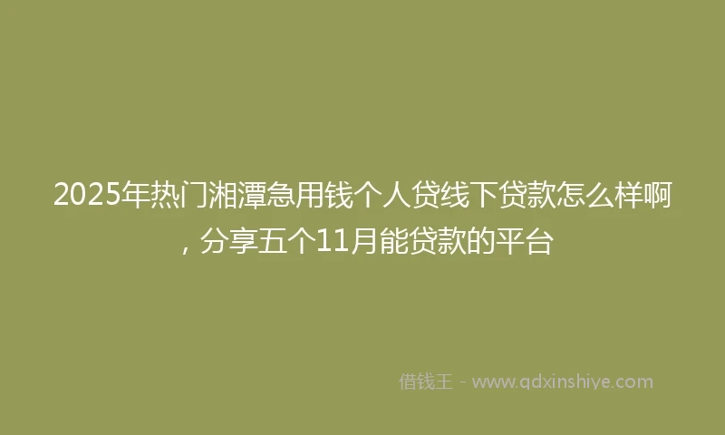 2025年热门湘潭急用钱个人贷线下贷款怎么样啊，分享五个11月能贷款的平台