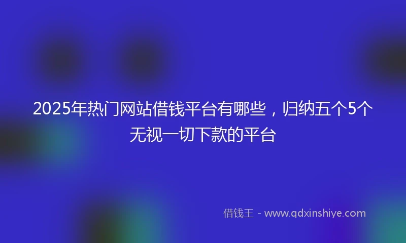 2025年热门网站借钱平台有哪些，归纳五个5个无视一切下款的平台