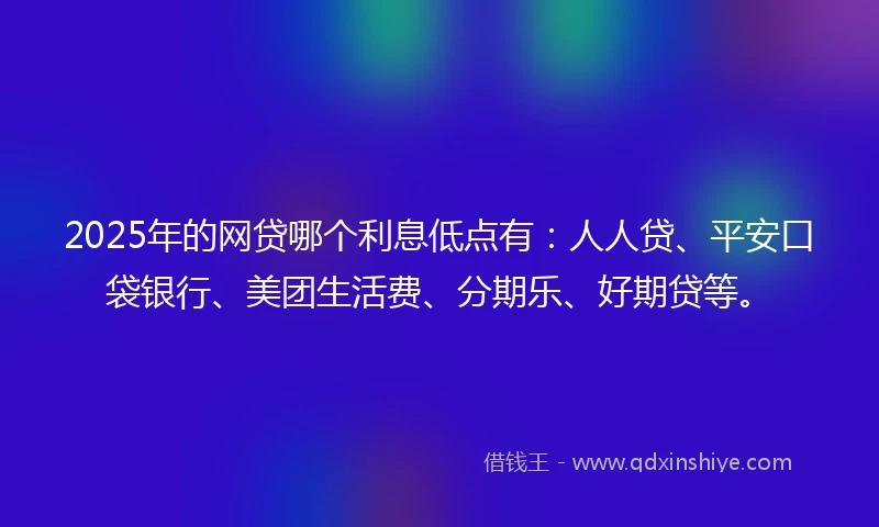 2025年的网贷哪个利息低点有：人人贷、平安口袋银行、美团生活费、分期乐、好期贷等。