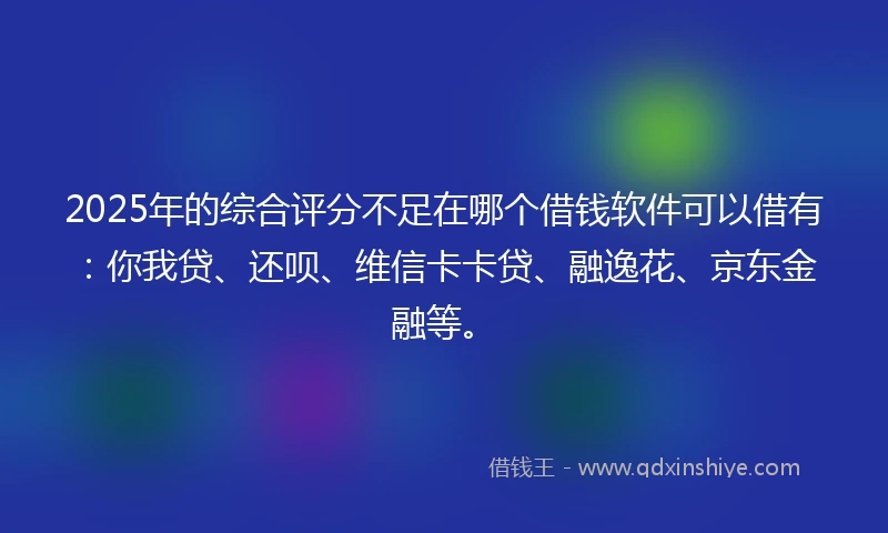 2025年的综合评分不足在哪个借钱软件可以借有：你我贷、还呗、维信卡卡贷、融逸花、京东金融等。