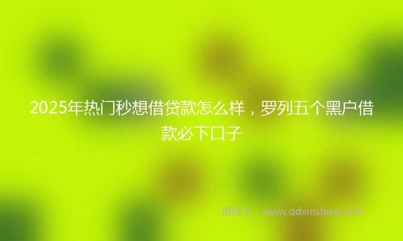 2025年热门秒想借贷款怎么样，罗列五个黑户借款必下口子
