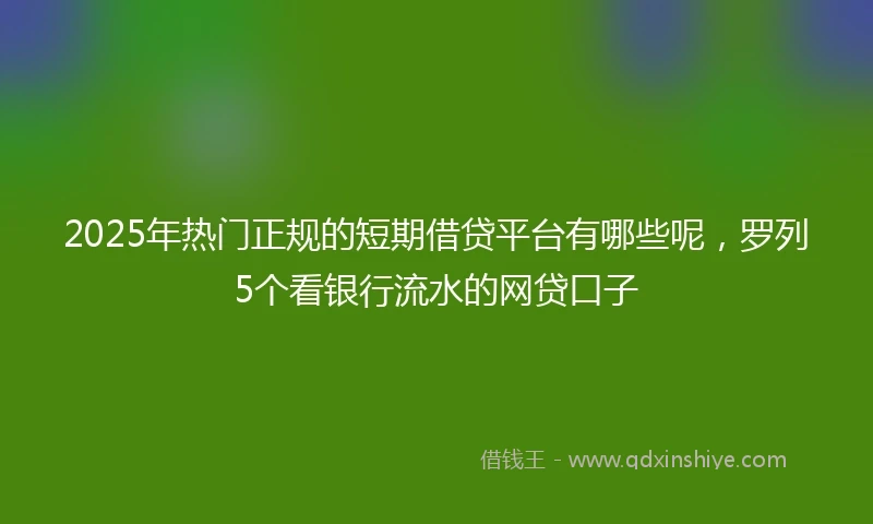 2025年热门正规的短期借贷平台有哪些呢，罗列5个看银行流水的网贷口子