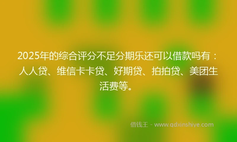 2025年的综合评分不足分期乐还可以借款吗有:人人贷、维信卡卡贷、好期贷、拍拍贷、美团生活费等。
