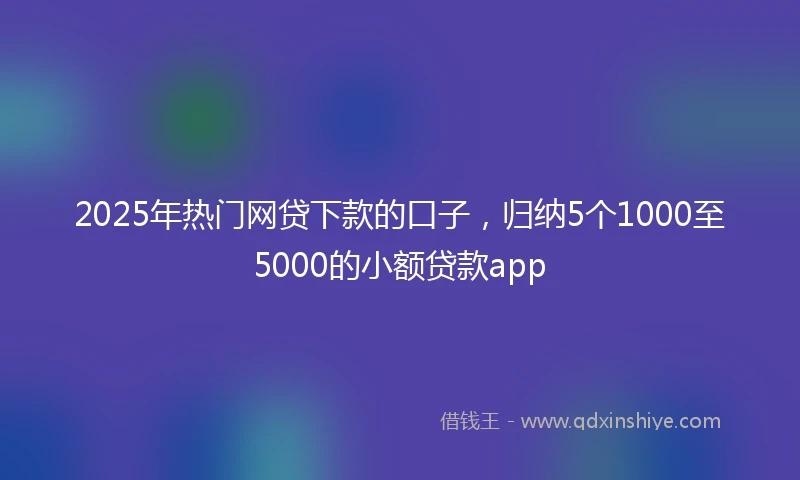 2025年热门网贷下款的口子，归纳5个1000至5000的小额贷款app