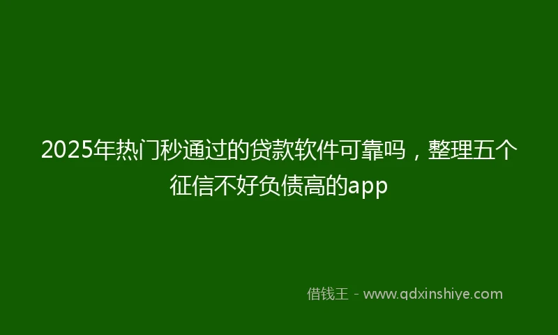 2025年热门秒通过的贷款软件可靠吗，整理五个征信不好负债高的app