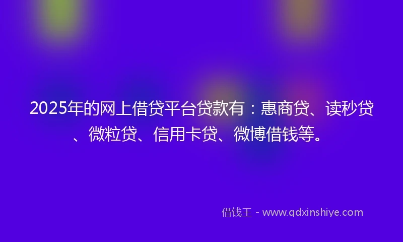 2025年的网上借贷平台贷款有：惠商贷、读秒贷、微粒贷、信用卡贷、微博借钱等。