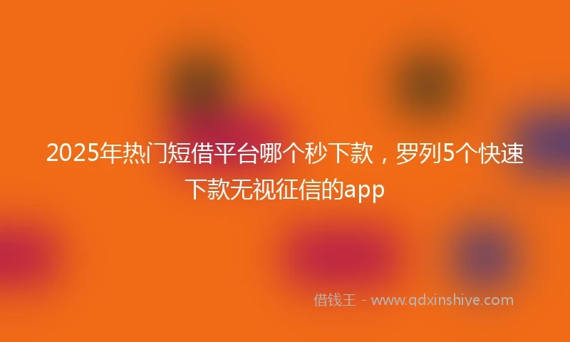 2025年热门短借平台哪个秒下款，罗列5个快速下款无视征信的app