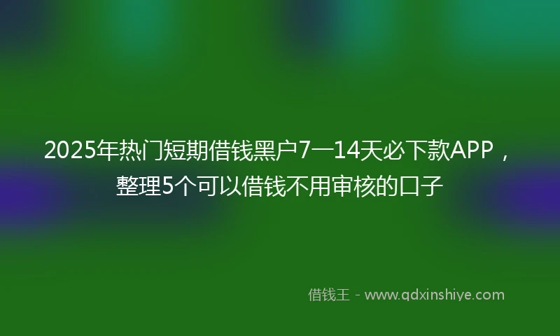 2025年热门短期借钱黑户7一14天必下款APP，整理5个可以借钱不用审核的口子