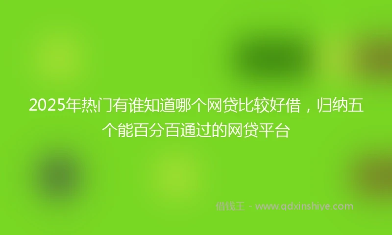 2025年热门有谁知道哪个网贷比较好借，归纳五个能百分百通过的网贷平台