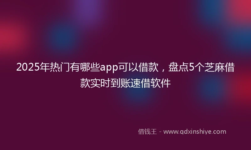 2025年热门有哪些app可以借款，盘点5个芝麻借款实时到账速借软件